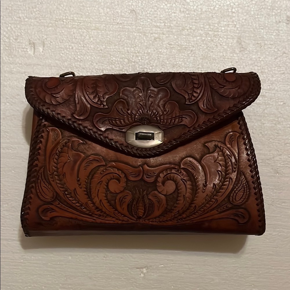 Brown Embossed Leather Bag